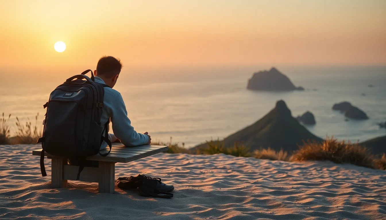 제주 해변에서 쉬고 있는 혼행객
