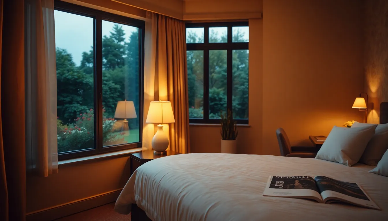 휴가지에서 노트북과 서류를 보며 숙소 예약을 하는 모습