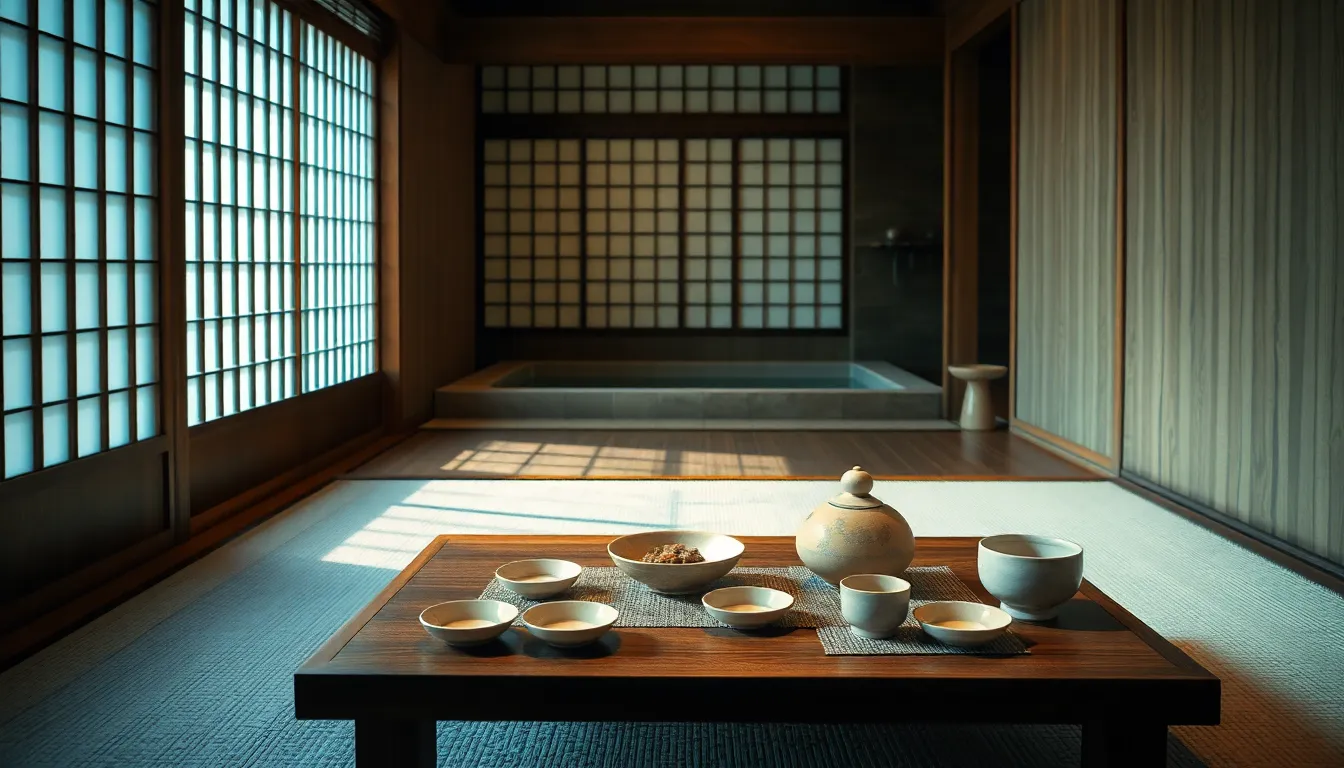 일본 료칸 노천 온천 풍경