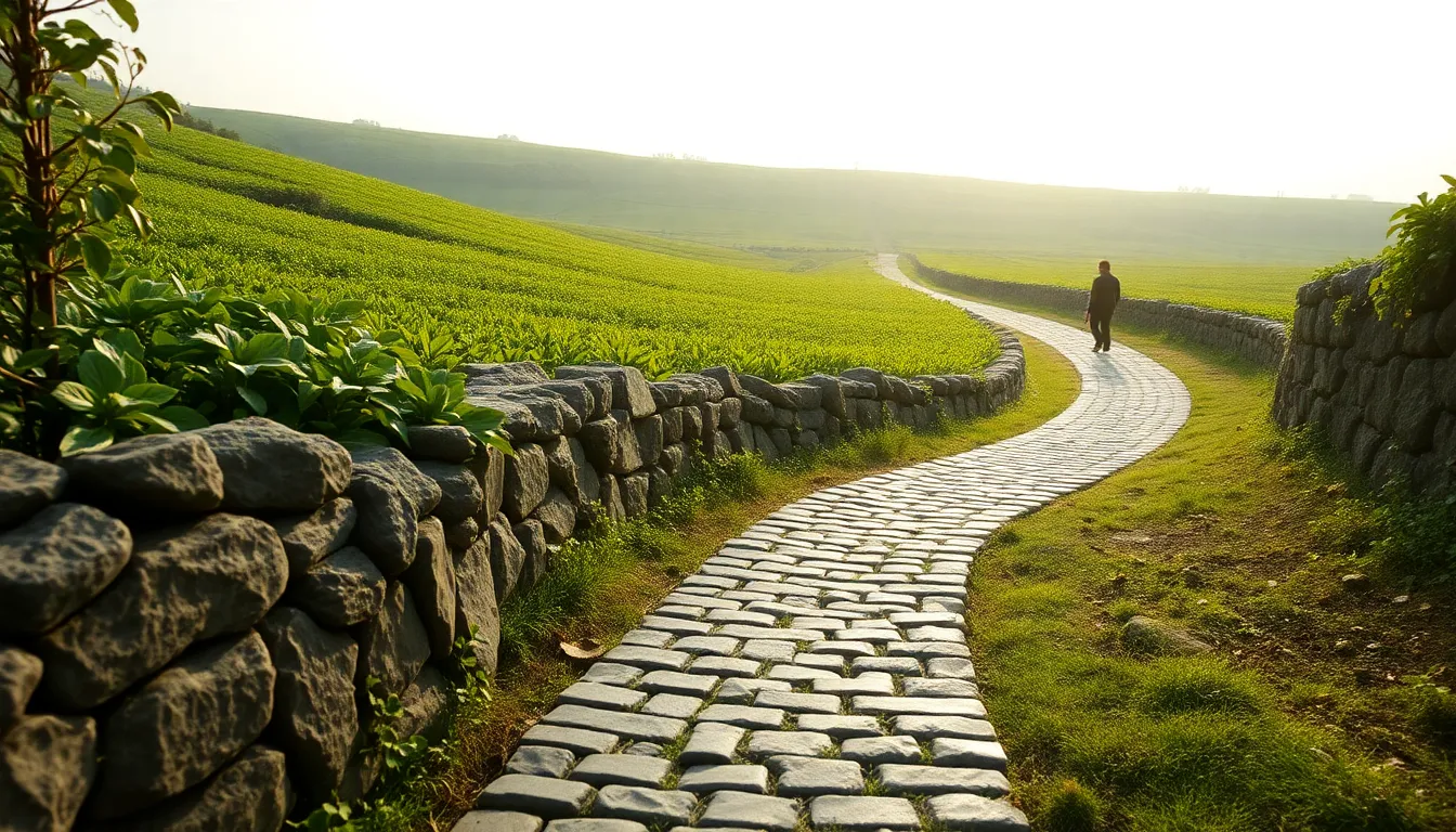 제주도의 아름다운 해안 도로를 따라 걷는 뚜벅이 여행객의 모습