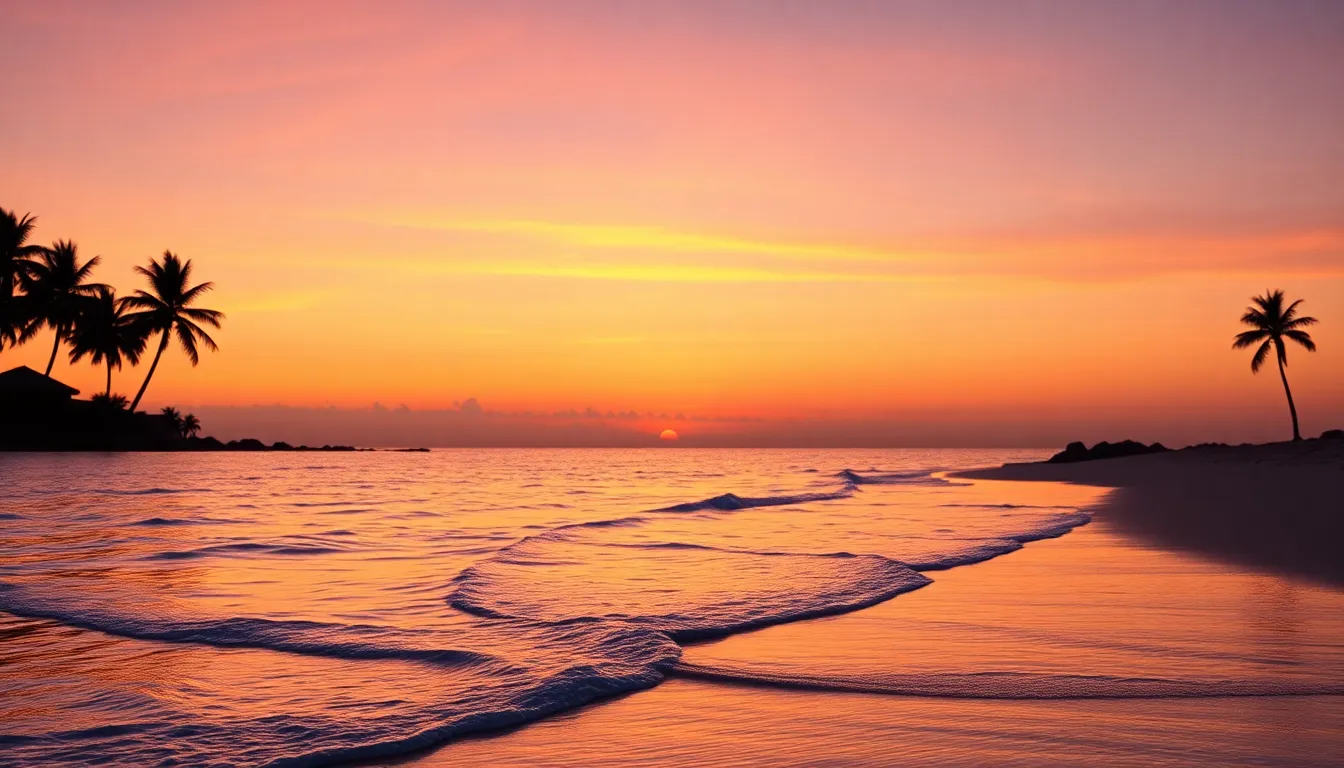 몰디브 해변의 낭만적인 모습